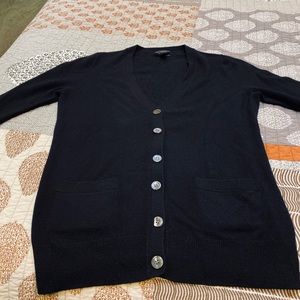 J. Crew black cashmere V neck cardigan.